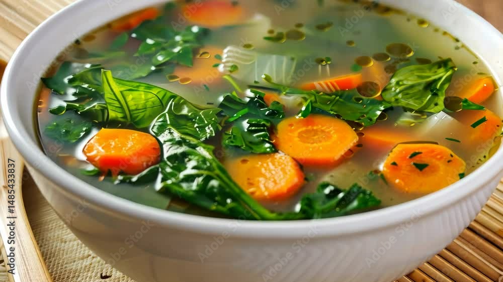 Bright carrots, leafy greens, and aromatic herbs combine in a warm dish that delights and nourishes on a chilly day Bright carrots, leafy greens, and aromatic herbs combine in a warm dish that delights and nourishes on a chilly day