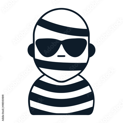 mummy face with cool glasses white design