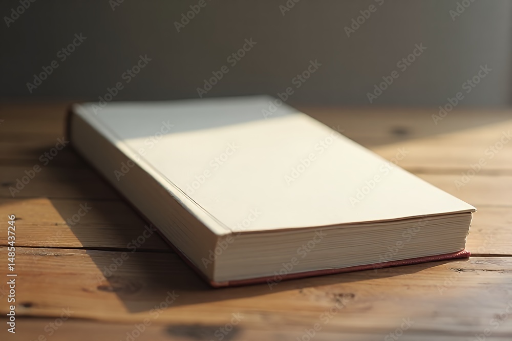 Fototapeta premium Blank_book_on_wood_table_writing_journal_notebook_empty_pages_copy_space