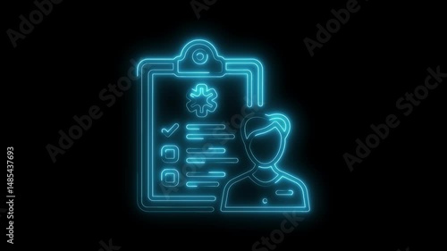 Wallpaper Mural Neon doctor icon with medical report on clipboard and star of life animation Torontodigital.ca