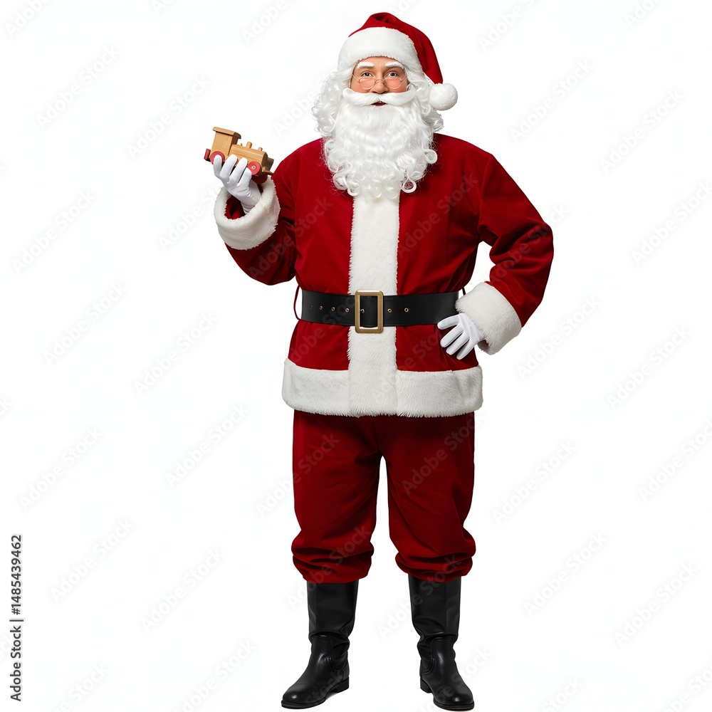 Classic Santa Claus Costume Red Velvet Suit, White Trim, Full Beard, Christmas Outfit Classic Santa Claus Costume Red Velvet Suit, White Trim, Full Beard, Christmas Outfit