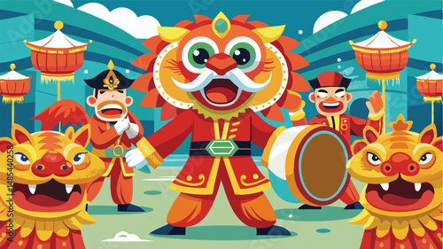 Colorful dragon dance performance featuring performers in vibrant costumes celebrating tradition in a festive outdoor setting