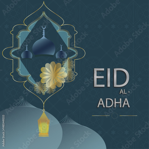 vintage eid al adha,  Eid background vector, traditional eid al adha festival golden banner design, Qurban in Eid Al Adha Mubarak with Mosque, Stars and Lanterns as Background., islamic mosque in nigh