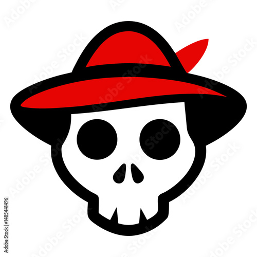 skull with hat on white