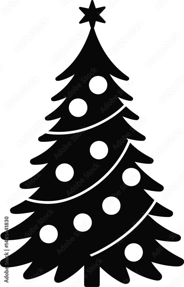 Obraz premium Decorated Christmas Tree Silhouette