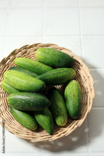 Small Cucumber on Bamboo Plate