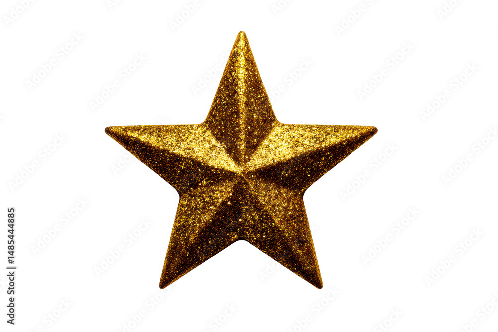 Shiny gold star with sparkling texture on transparent background Shiny gold star with sparkling texture on transparent background