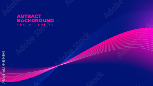 Futuristic Wave Line Abstract Background Vector in Pink and Blue - An elegant vibrant gradient banner. Ideal for sports, tech, music, or digital content and web banner