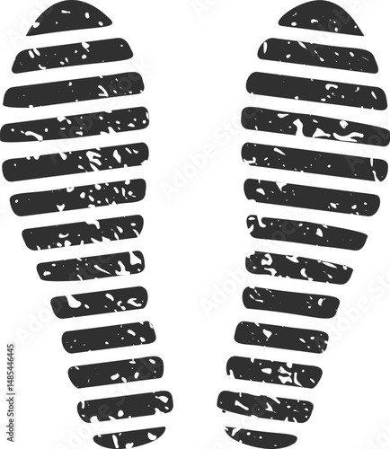 Foot print shoe black and white silhouette step illustration