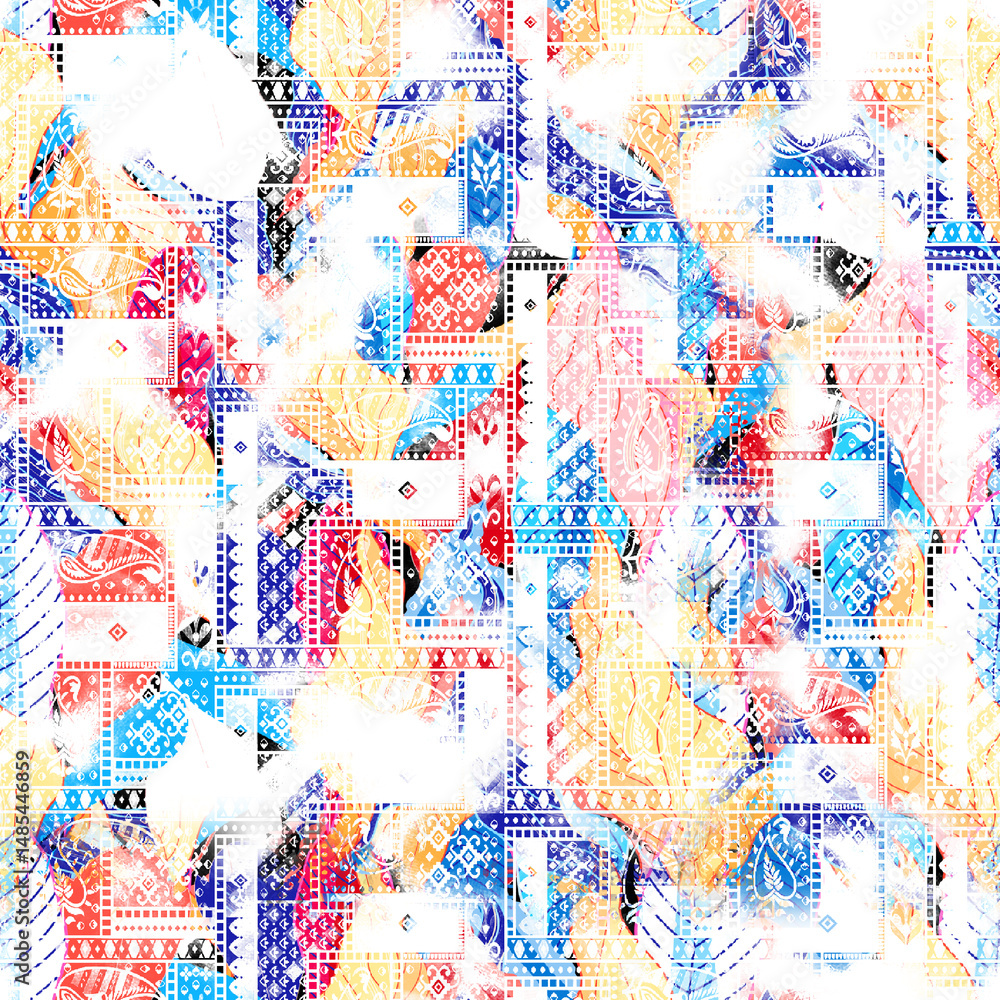 Naklejka premium watercolor Shibori pattern, tie dye allover, textile, Shibori allover, tie dye pattern, watercolour pattern,design Abstract Print, Shibori print, Ajrakh Pattern and block print, batik pattern