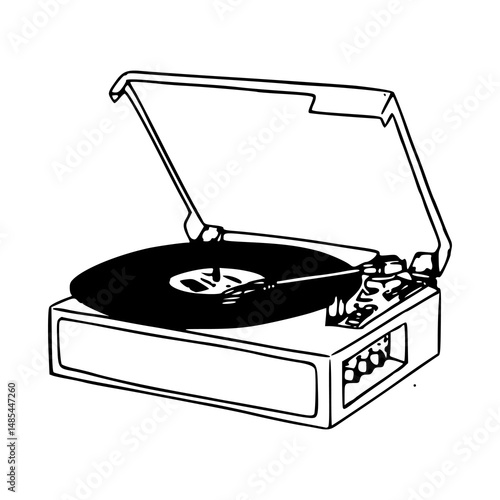 vintage portable record player illustration