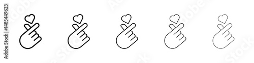 korean heart icon symbol pictogram. stroke designs.
