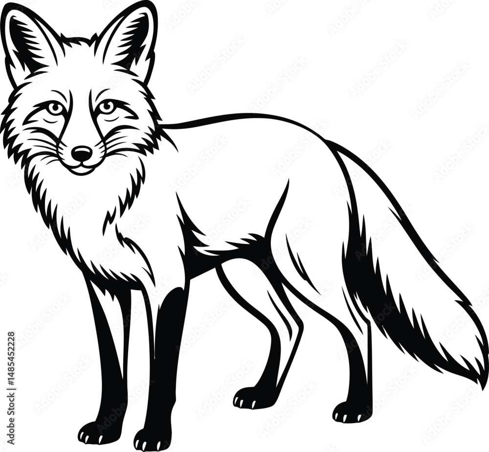 Obraz premium Standing Fox Silhouette Illustration