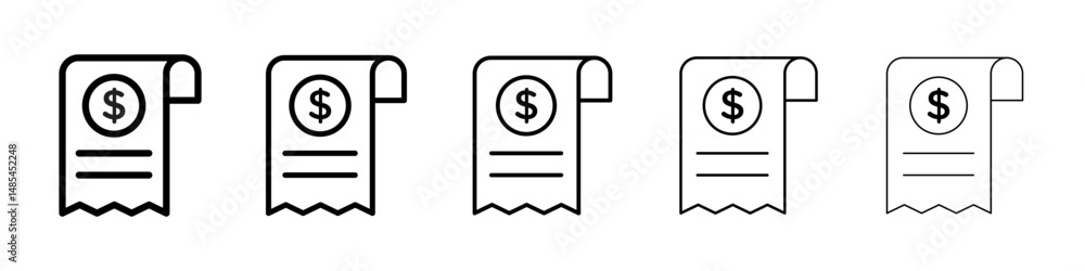 Receipt icon symbol pictogram. stroke designs. Receipt icon symbol pictogram. stroke designs.