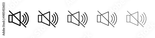 Mute sound icon symbol pictogram. stroke designs.