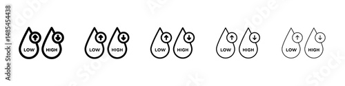 Low and high cholesterol icon symbol pictogram. stroke designs.