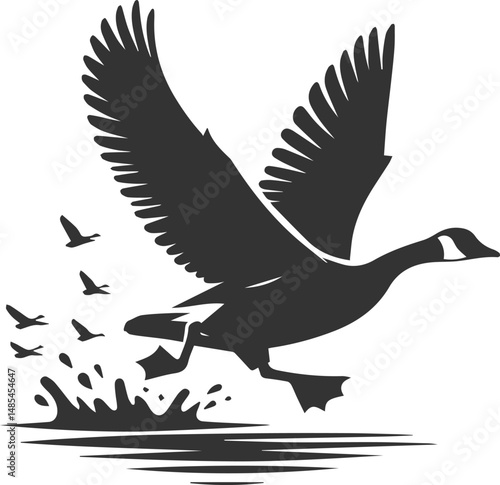 A drawing vector silhouette of a goose bird