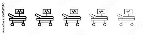 Hospital bed icon symbol pictogram. stroke designs.