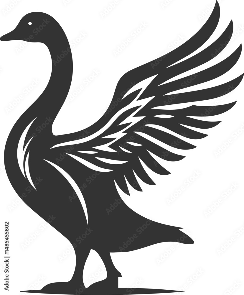 Fototapeta premium A drawing vector silhouette of a goose bird