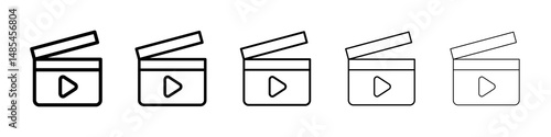 Film clapperboard icon symbol pictogram. stroke designs.