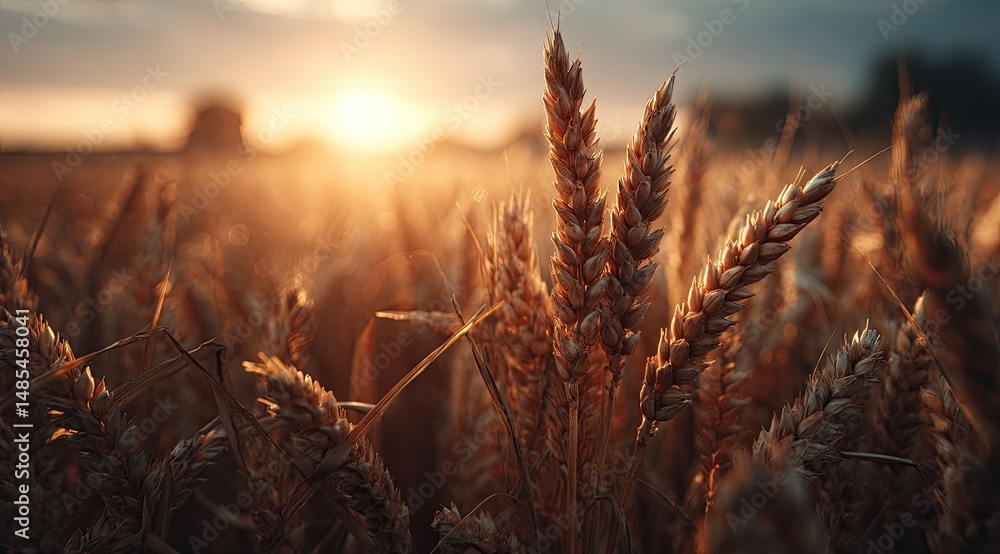 Fototapeta premium Golden wheat field at sunset (22)