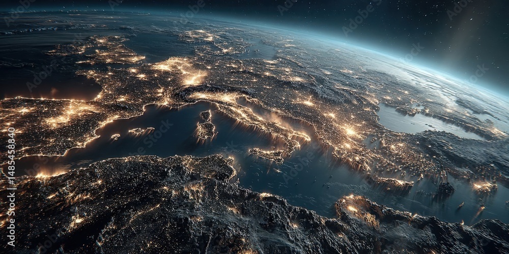 Global Network Connection at Night with Digital Map and Data Lines Global Network Connection at Night with Digital Map and Data Lines