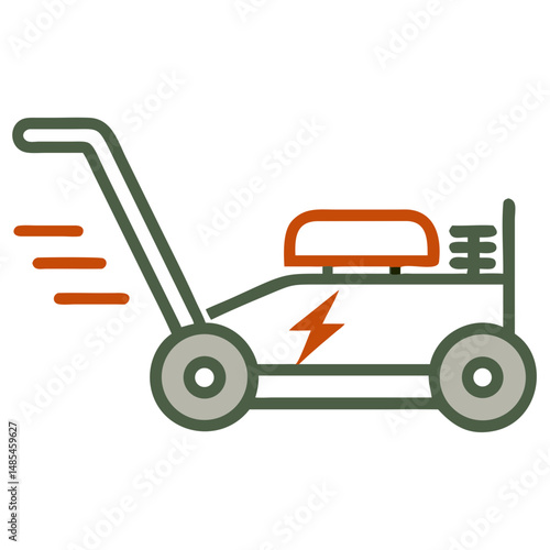 Electric lawn mower icon with clear outline