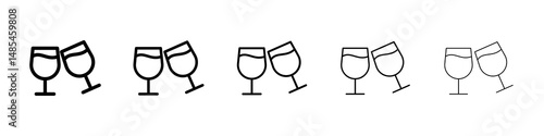 champagne glasses icon symbol pictogram. stroke designs.