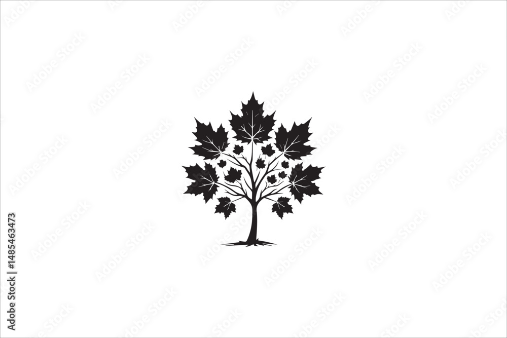 Obraz premium maple leaf silhouette with a simple, understated design set against a white background