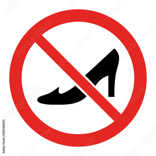 No shoes allowed sign, simple design, red and black, for safety regulations