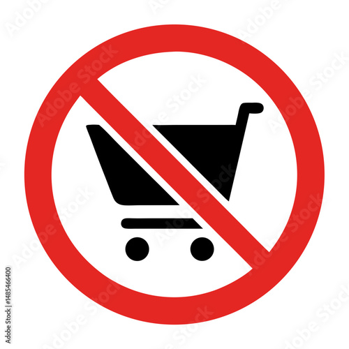 No shopping cart symbol, red and black, for prohibition signage