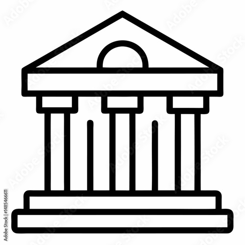 Building icon. Building with iconic columns. Historic building. Museum Vector icon isolated on white background.
