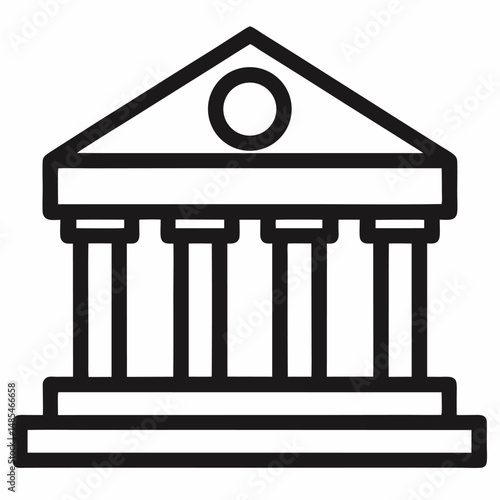 Building icon. Building with iconic columns. Historic building. Museum Vector icon isolated on white background.