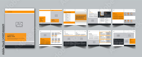 Company Profile Template layout cover page with 16 page design concept Accents	
