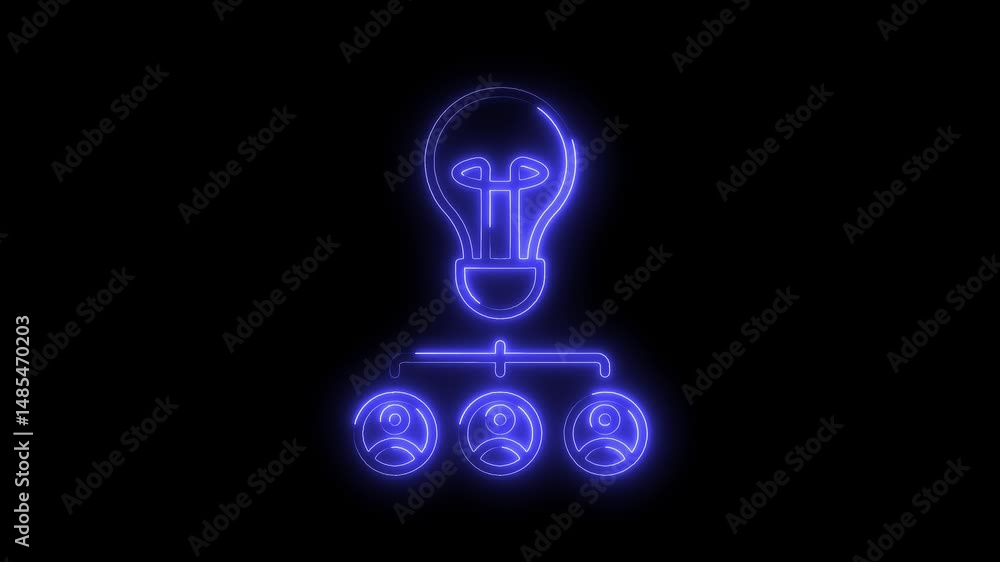 Neon illuminated teamwork brainstorming concept illustrating a lightbulb connecting people for innovation and growth Neon illuminated teamwork brainstorming concept illustrating a lightbulb connecting people for innovation and growth