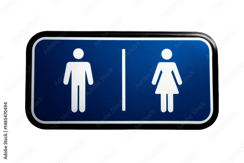 Fototapeta premium Bathroom sign with male and female symbols on a transparent background
