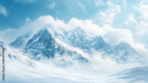 Wallpaper Mural Snowy Mountain Peaks in a Winter Landscape Torontodigital.ca