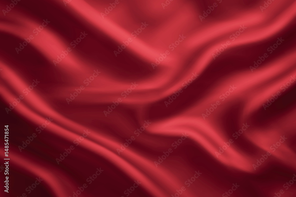 Fototapeta premium Vibrant red silk fabric with flowing smooth waves