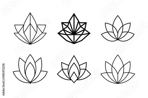 geometric lotus flower flat vector art