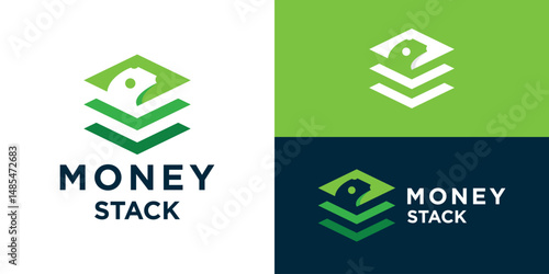 Creative simple money stack logo template. Stack money cash symbol for business finance logo design vector illustration.