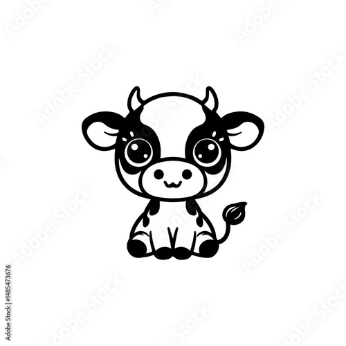 a illustration of cow outline style