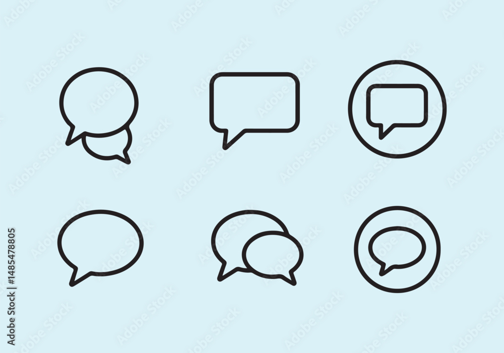 Minimalist Speech Bubble Icons Vector Line Art for Communication Design Minimalist Speech Bubble Icons Vector Line Art for Communication Design