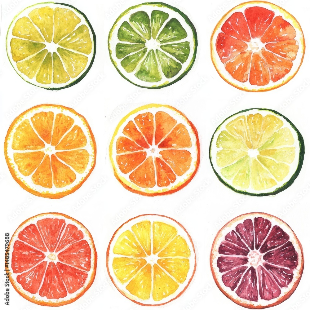 Obraz premium Colorful Citrus Cross-Sections