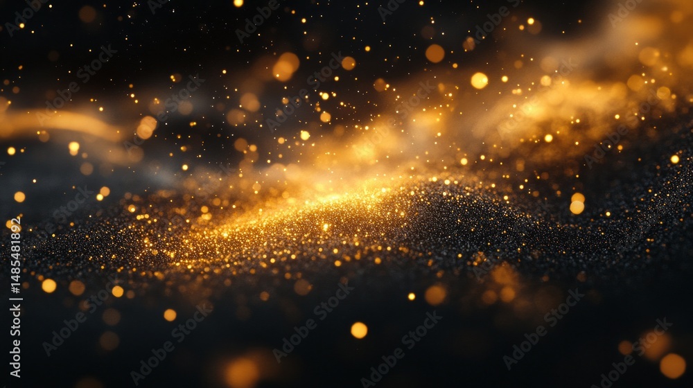 Obraz premium A black background with a lot of gold glitter