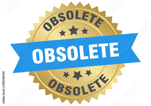obsolete. obsolete round blue and gold label isolated on transparent background