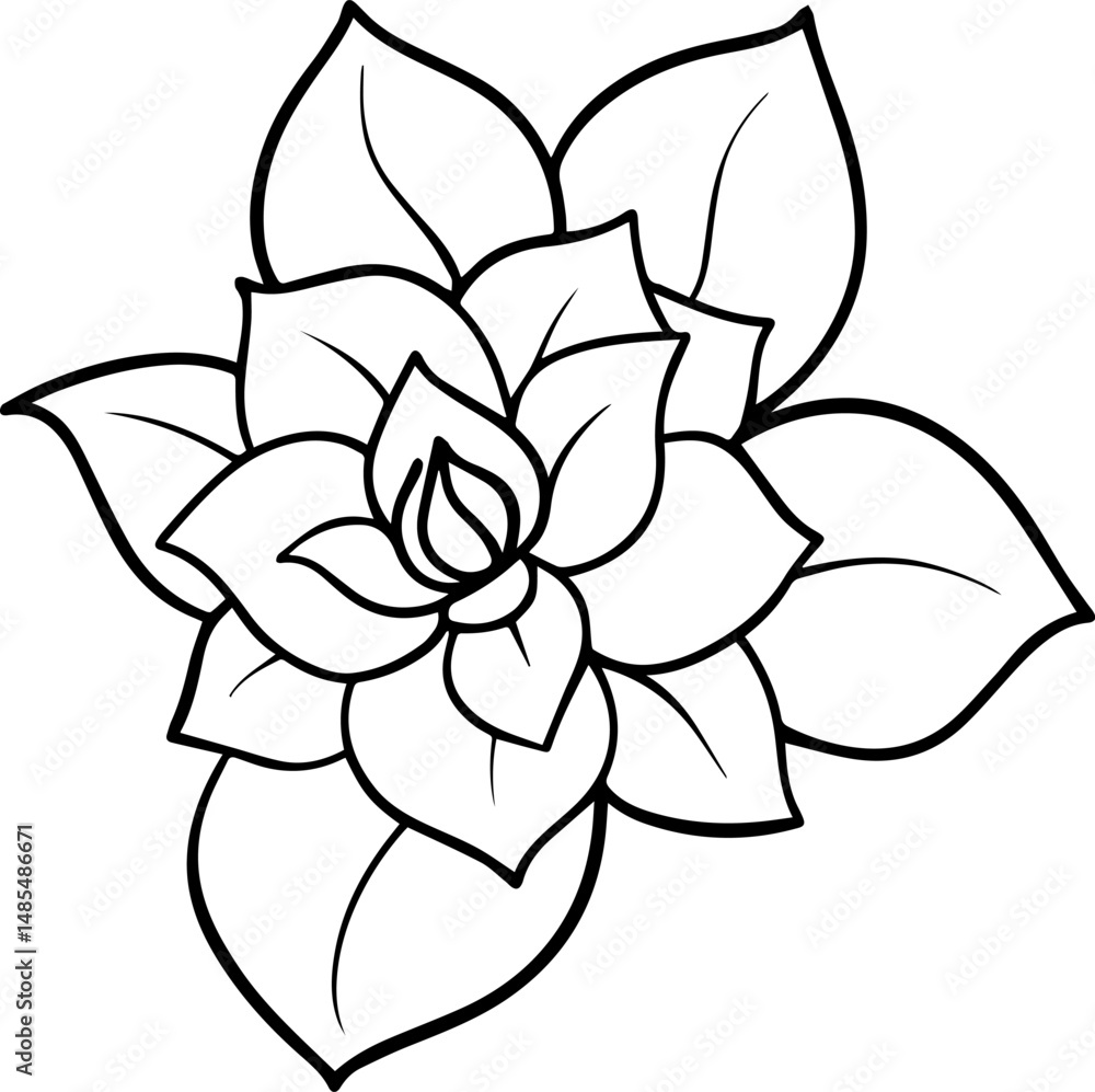 Fototapeta premium Gardenia flower outline vector illustration line art