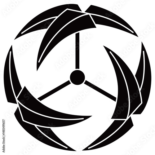 家紋です。三つ羽根の丸といいます。
