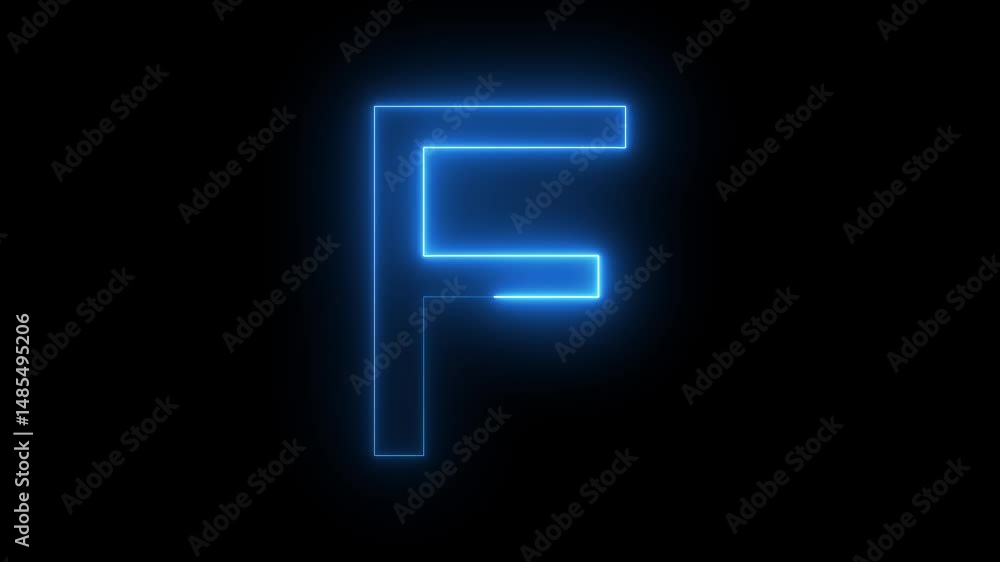 Animated neon letter F. Letter concept. F text icon animation by glowing neon. Animated neon letter F. Letter concept. F text icon animation by glowing neon.