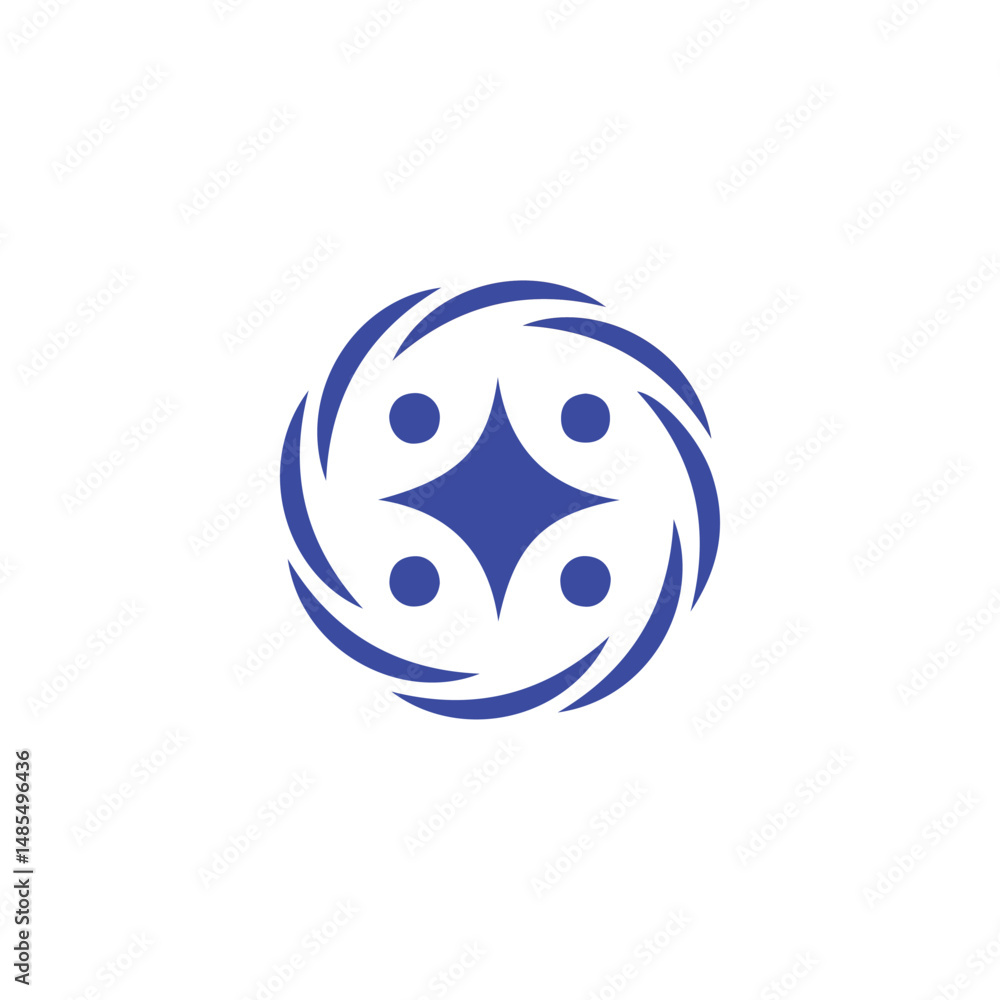 Fototapeta premium Swirl Cyclone Logo with Diamond and dots for Tech Innovation Branding, Futuristic laundry cleaning and maintenance Design