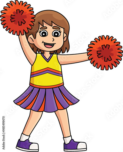 Female Cheerleader doing L Position Clipart 